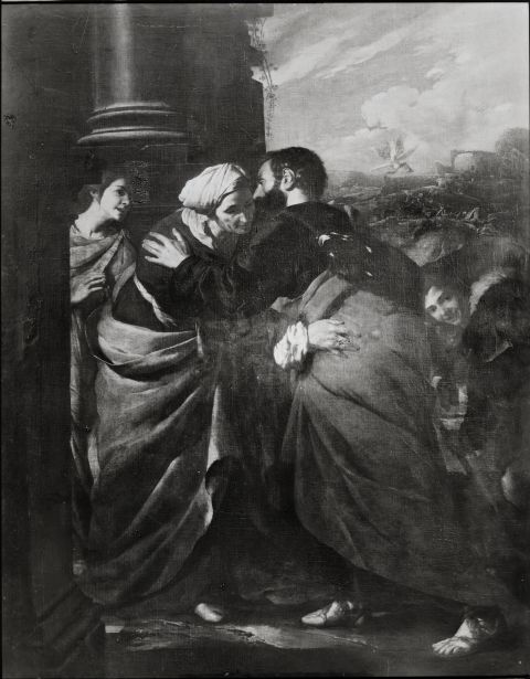 Bildarchiv Foto Marburg — Cavallino Bernardo - sec. XVII - Incontro di sant'Anna e san Gioacchino alla Porta Aurea — insieme